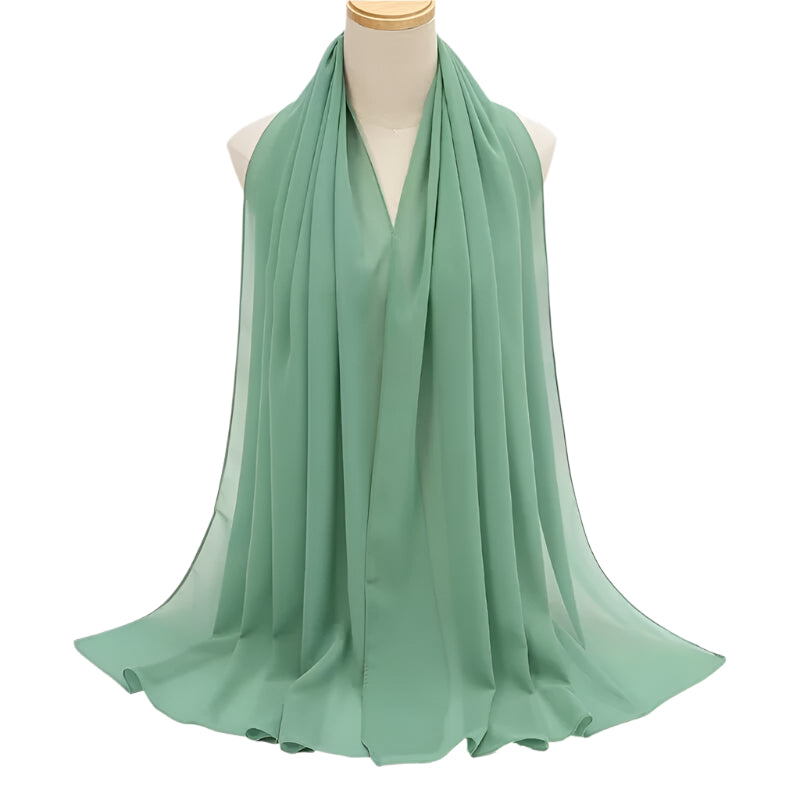 Pearl Chiffon Solid Color Rectangular Scarf