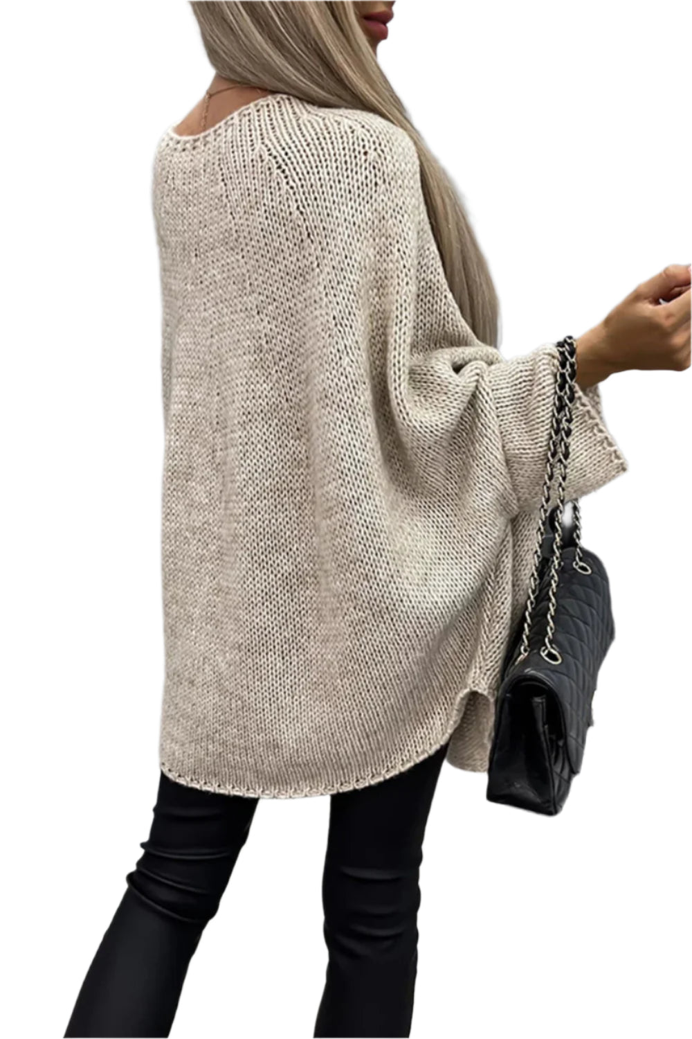 Round Neck Batwing Sleeve Sweater