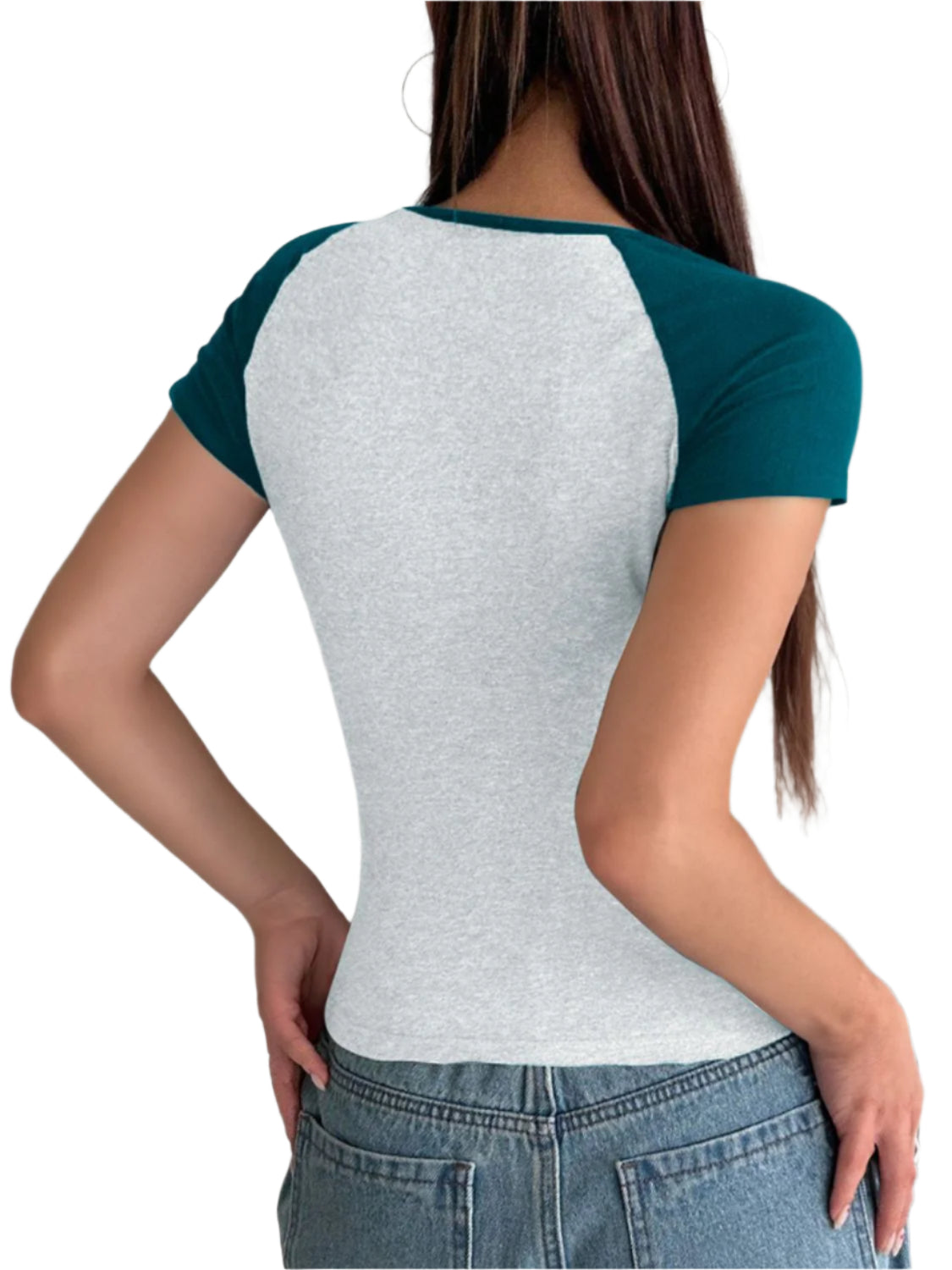 Devine Contrast Scoop Neck Short Sleeve T-Shirt