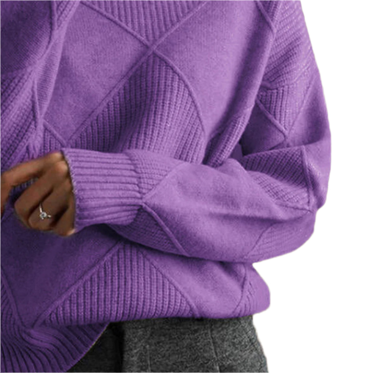 Geometric Turtleneck Long Sleeve Sweater