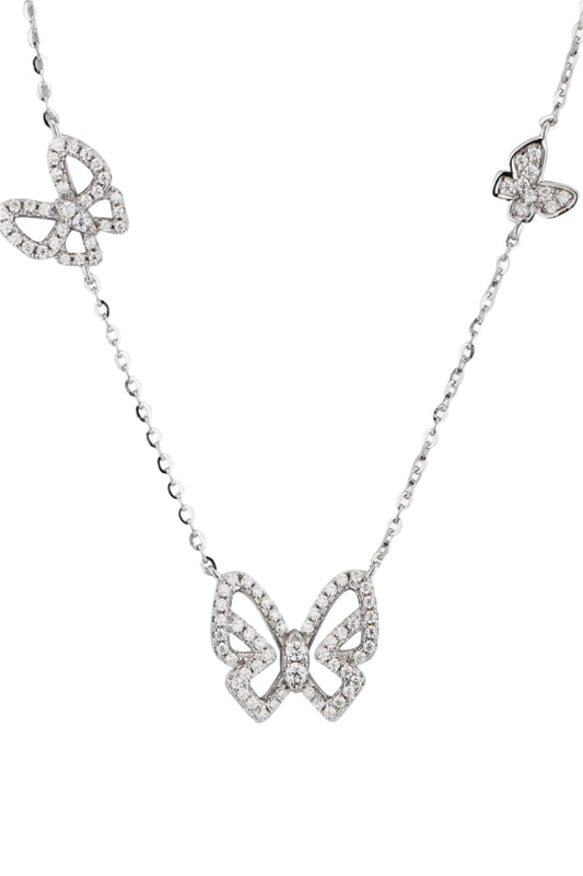 Moissanite Butterfly Shape 925 Silver Necklace