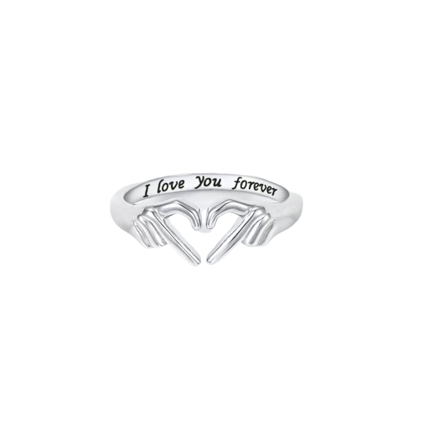 Hand Heart Shape 925 Sterling Silver Open Ring