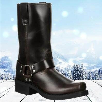Vintage Leather Men's Motorcycle Boots