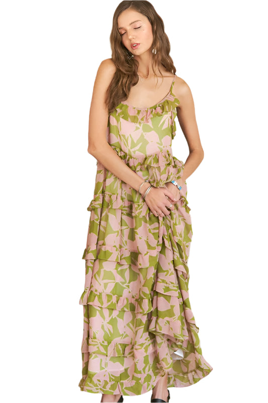 ADORA Ruffled Tiered Scoop Neck Cami Dress