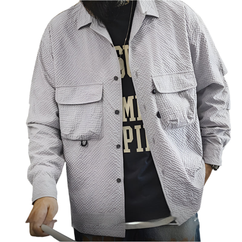 Cuban Collar Long Sleeve Button Down Shirt