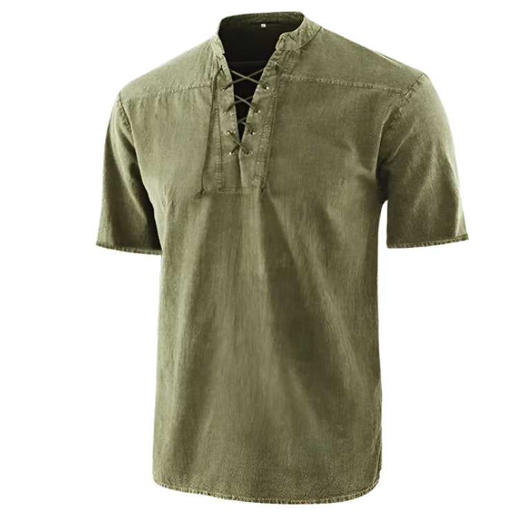 Men's Short Sleeve Lace Up Shirt