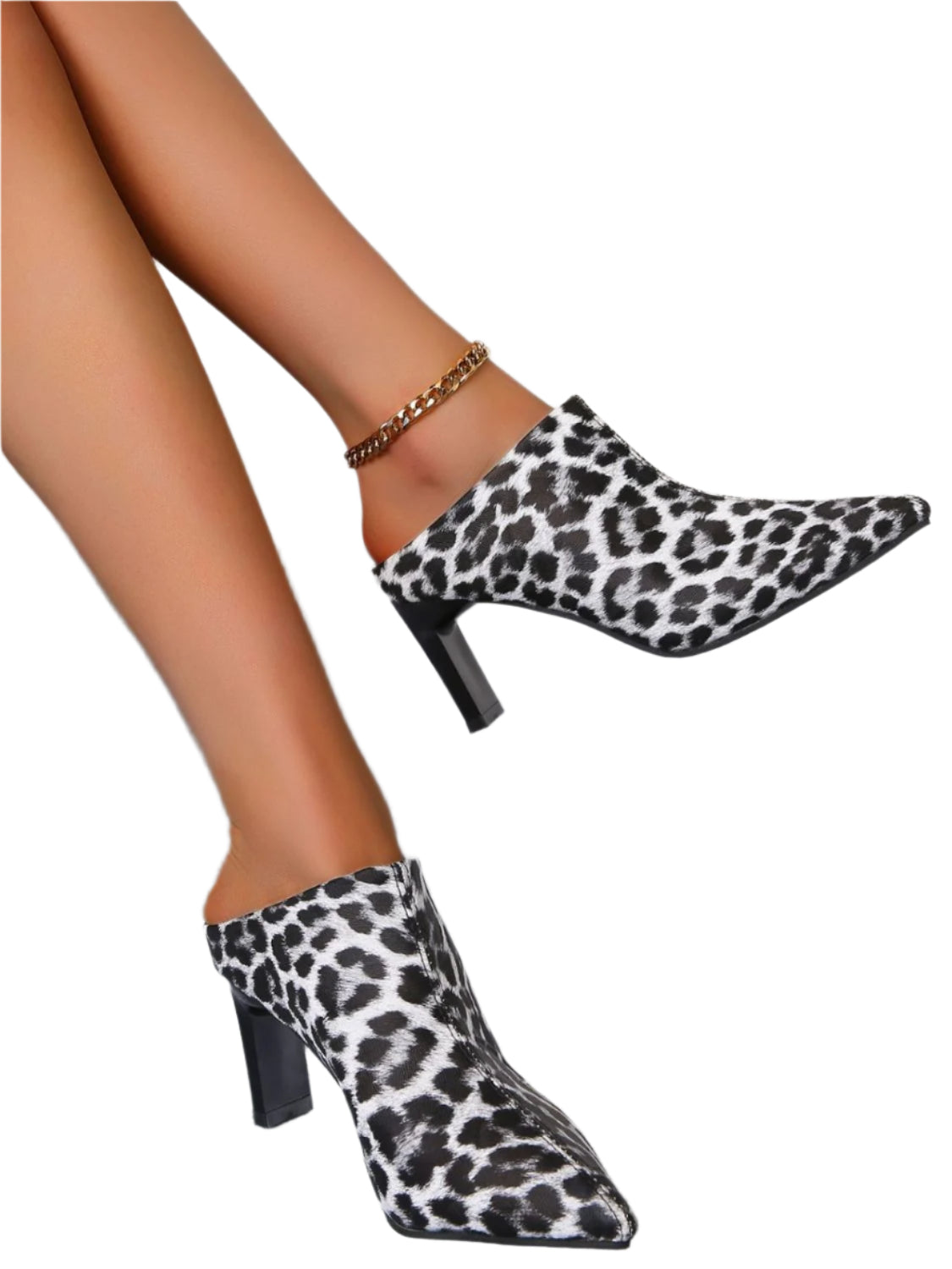 PU Leather Leopard Point Toe Pumps