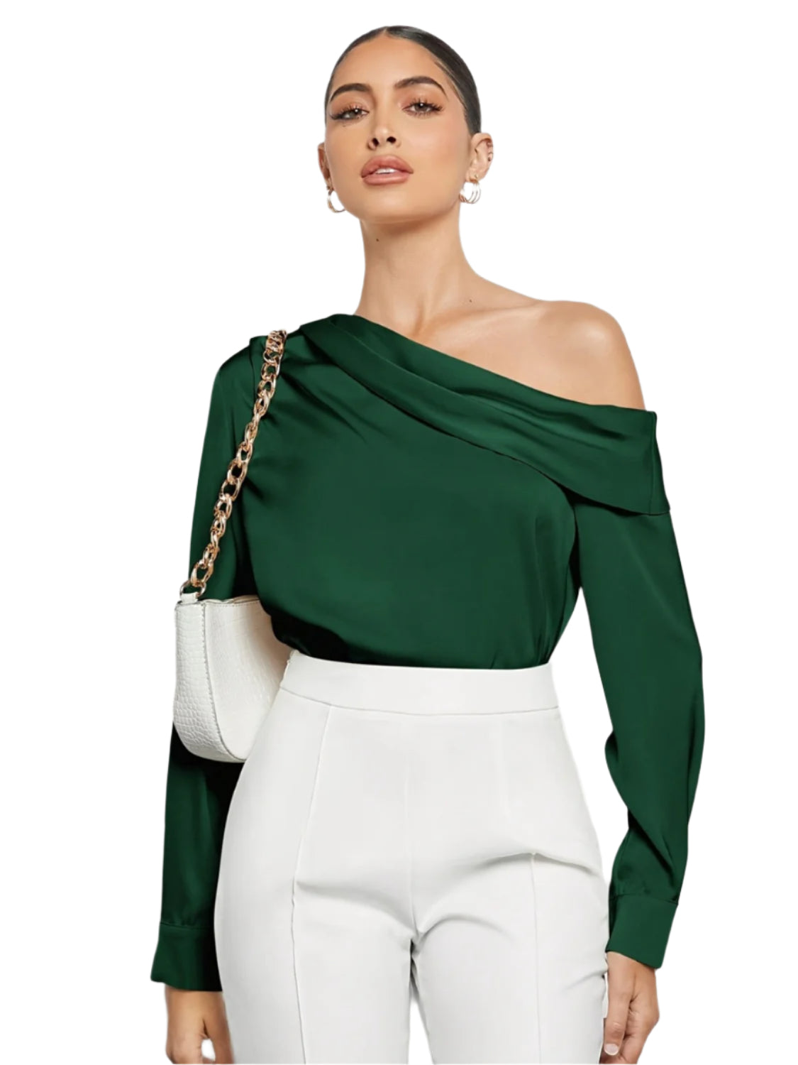 Ruched One Shoulder Long Sleeve Top
