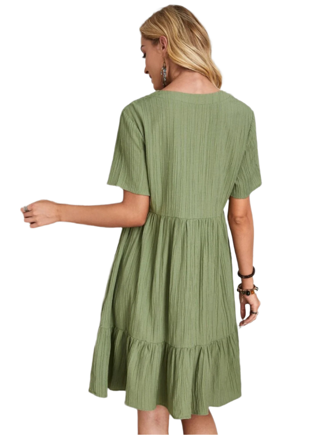 Full Size V-Neck Short Sleeve Dress