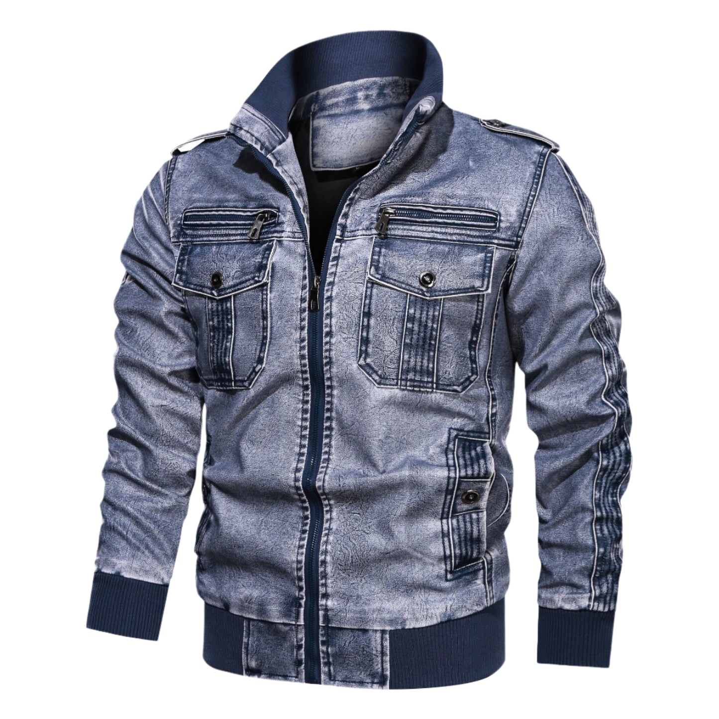 Men's Washed PU Leather Jacket