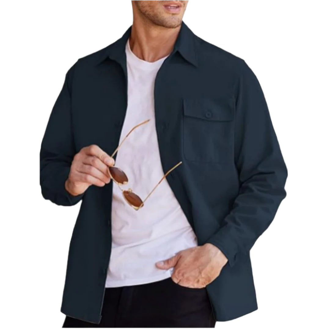 Solid Color Men's Heavy Weight Collard Button Down Shirt