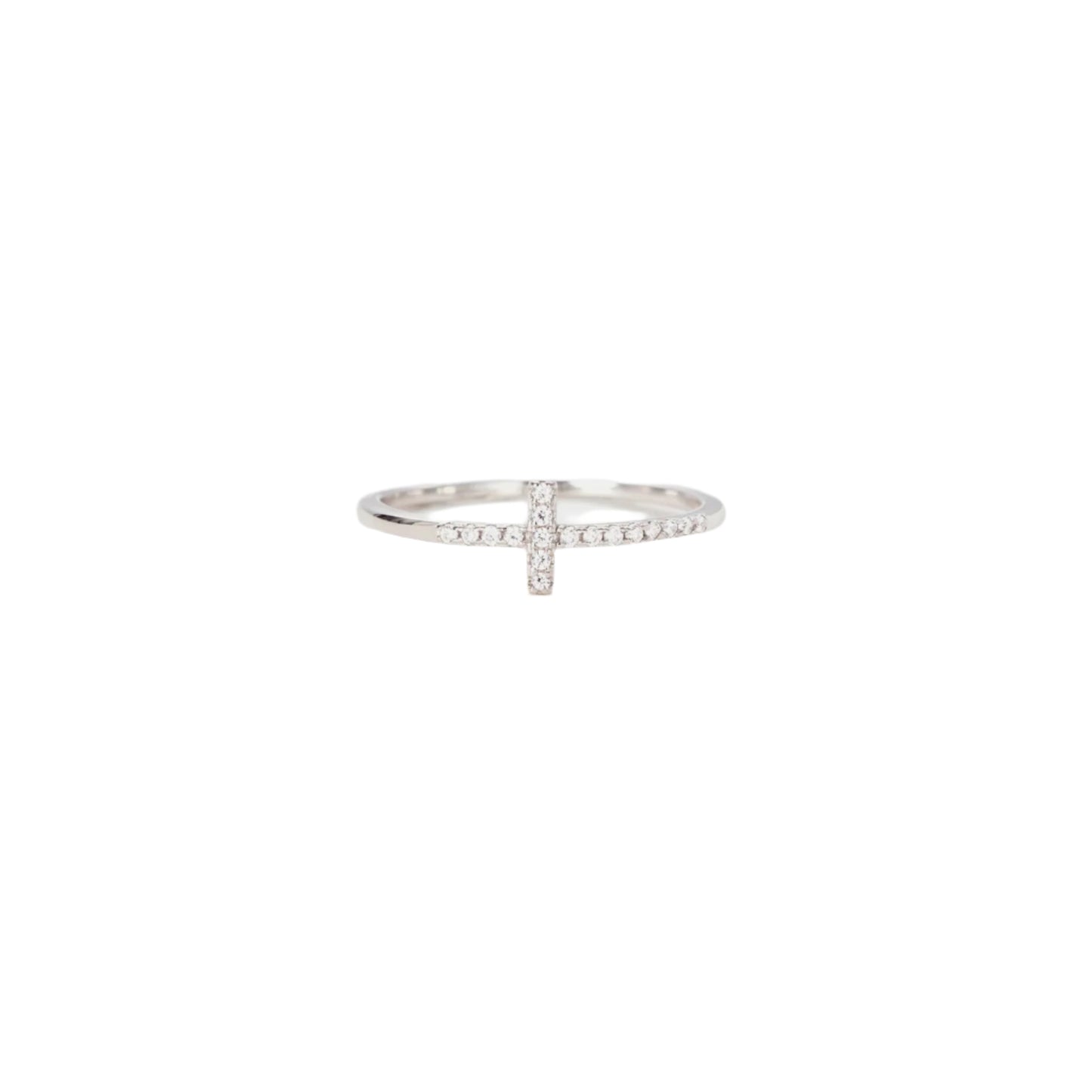 Cross Inlaid Zircon 925 Sterling Silver Ring