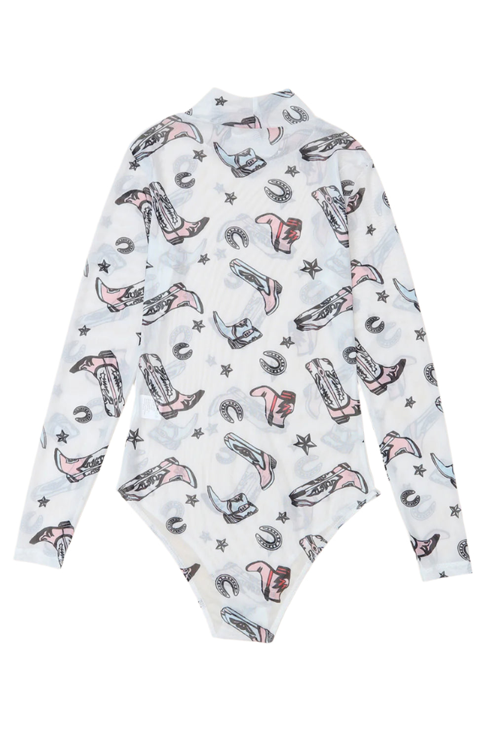 Printed Mock Neck Long Sleeve Bodysuit