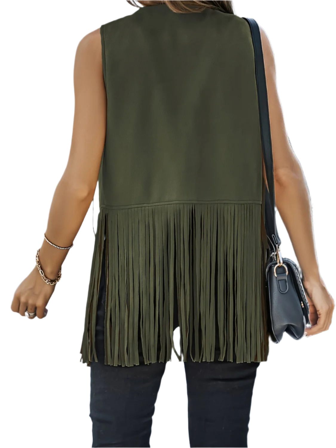 Fringe Open Front Vest Coat
