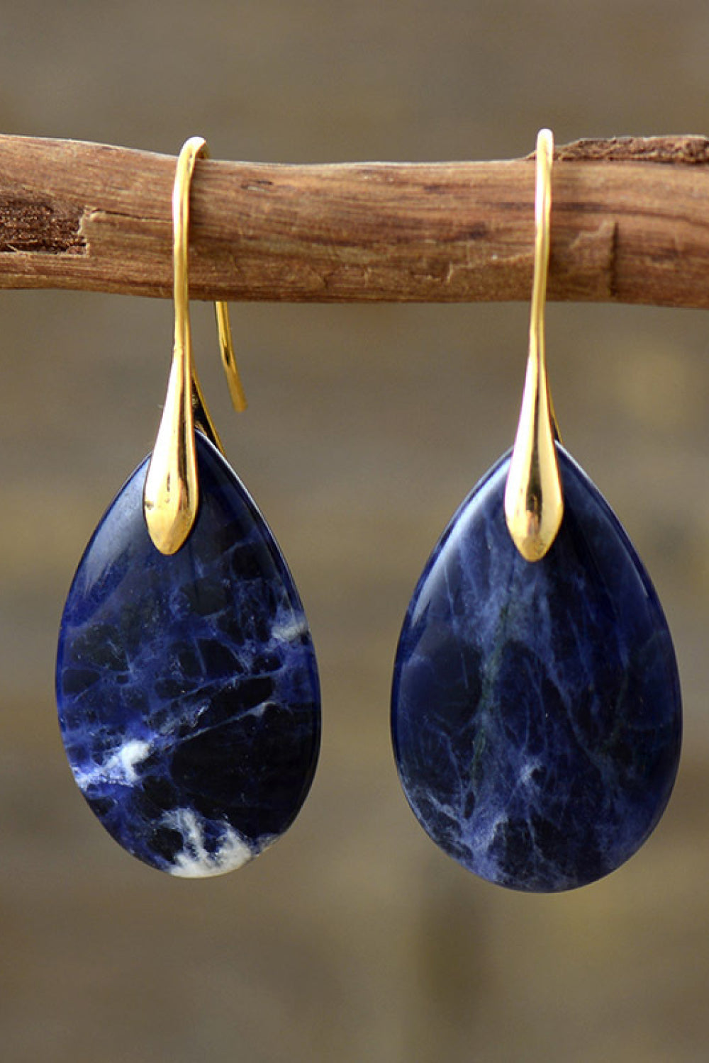 Sodalite Crystal Teardrop Earrings