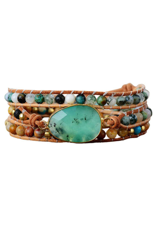 Agate and Jasper Crystal Layered Bracelet