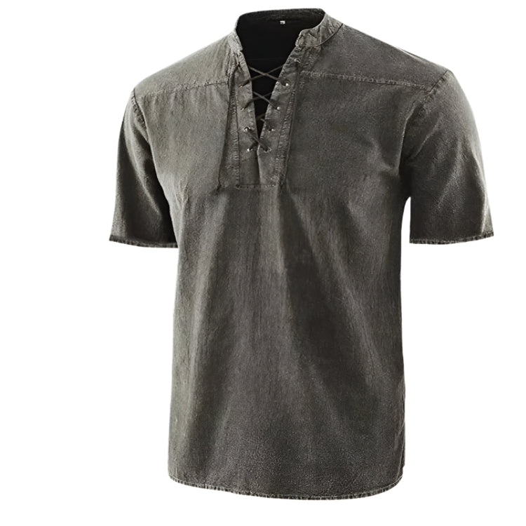 Men's Short Sleeve Lace Up Shirt