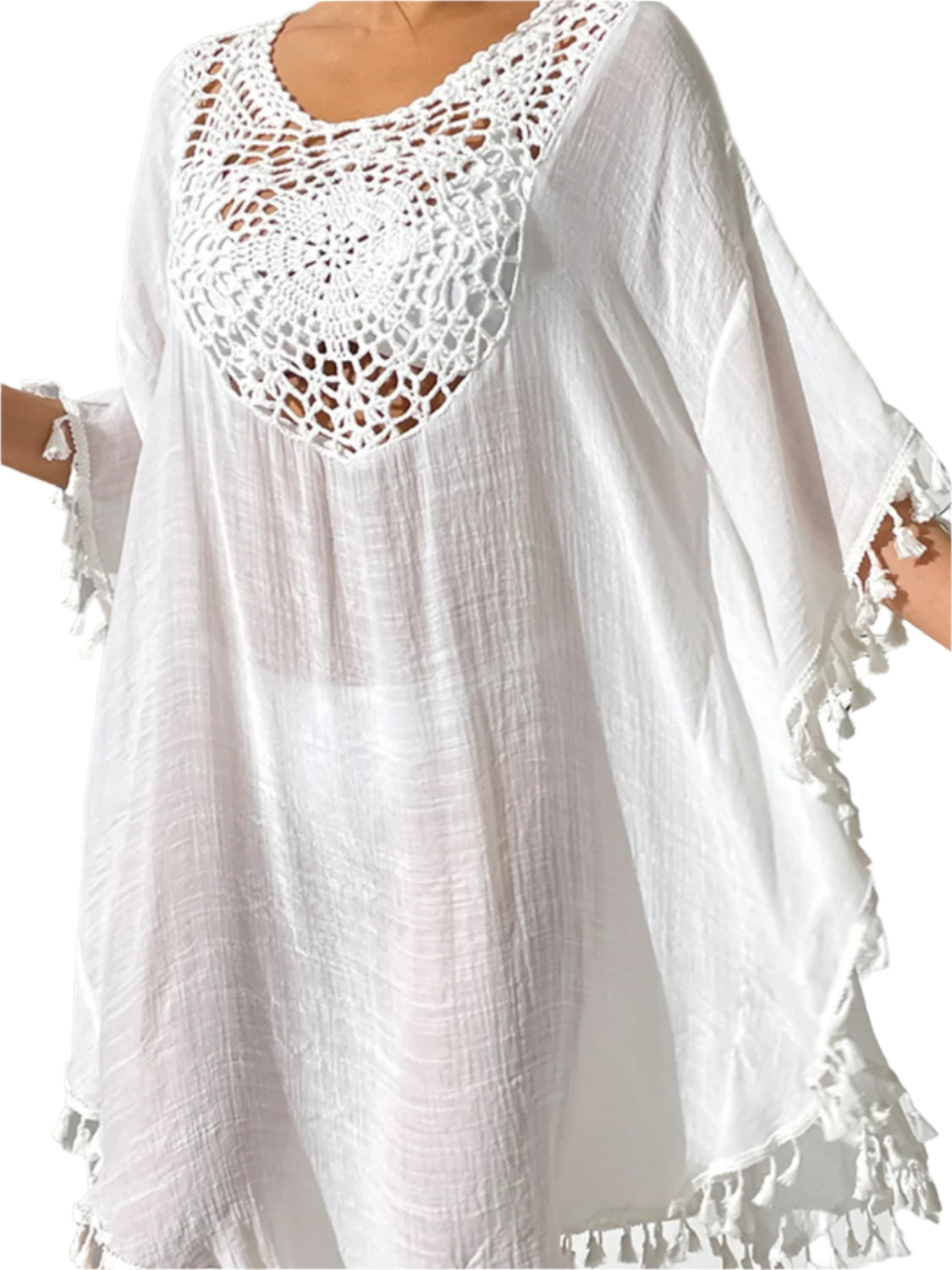 Tassel Cutout Scoop Neck Cover-Up Dress