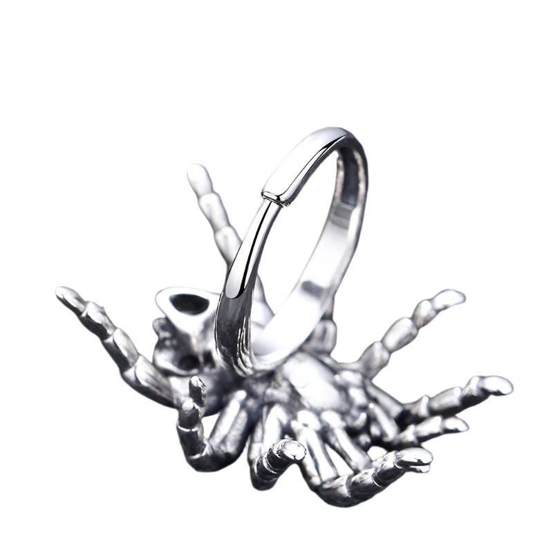 925 Sterling Silver Skull Spider Ring