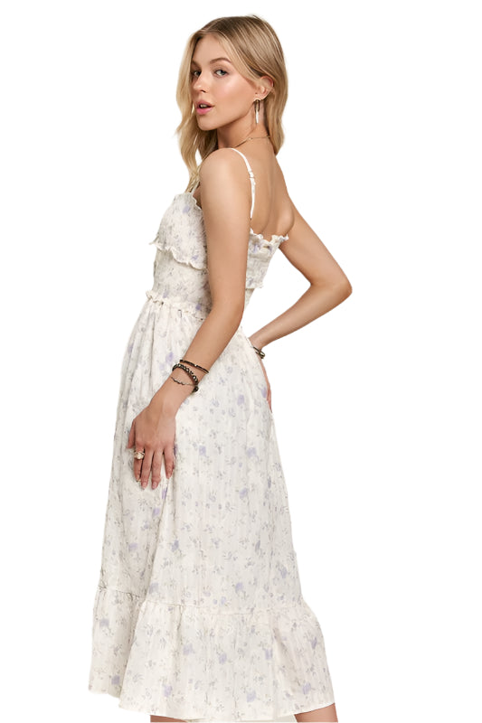 ADORA Smocked Floral Sweetheart Neck Cami Dress