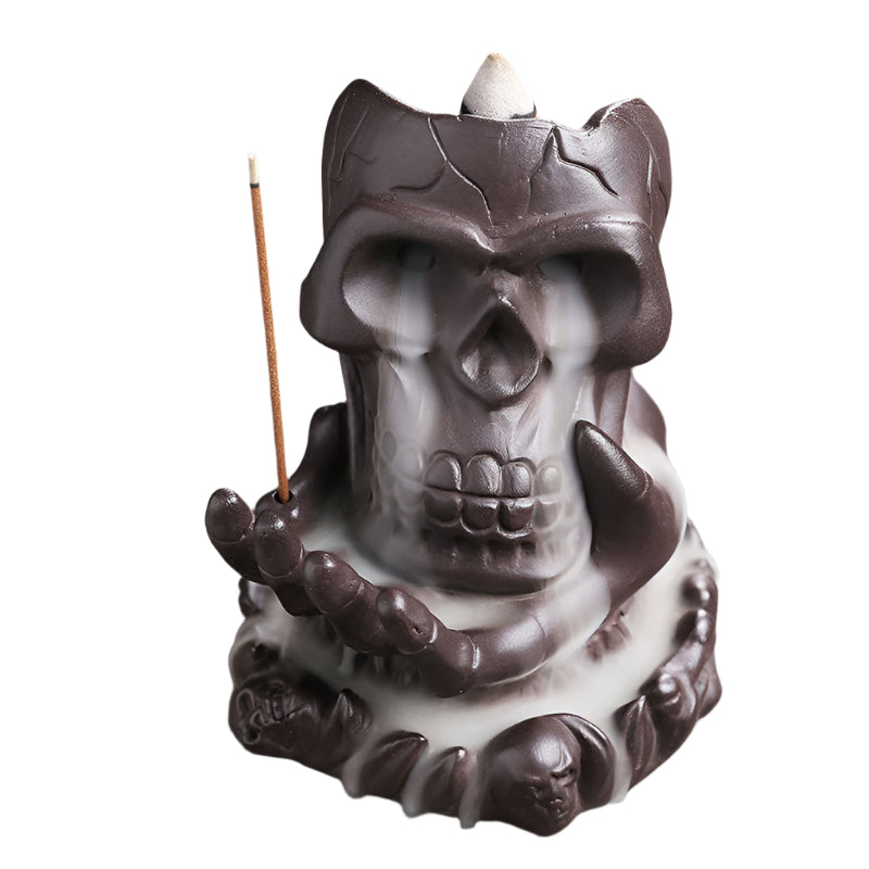 Purple Sand Skull in Hand Incense Burner
