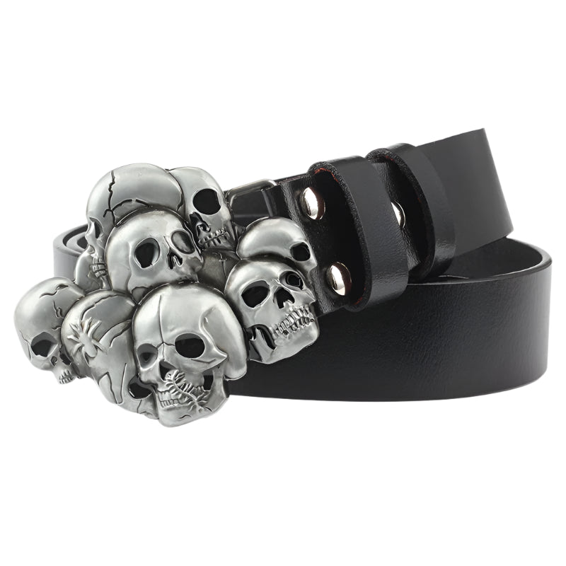 Cowhide Leather Belt with Skull Buckle