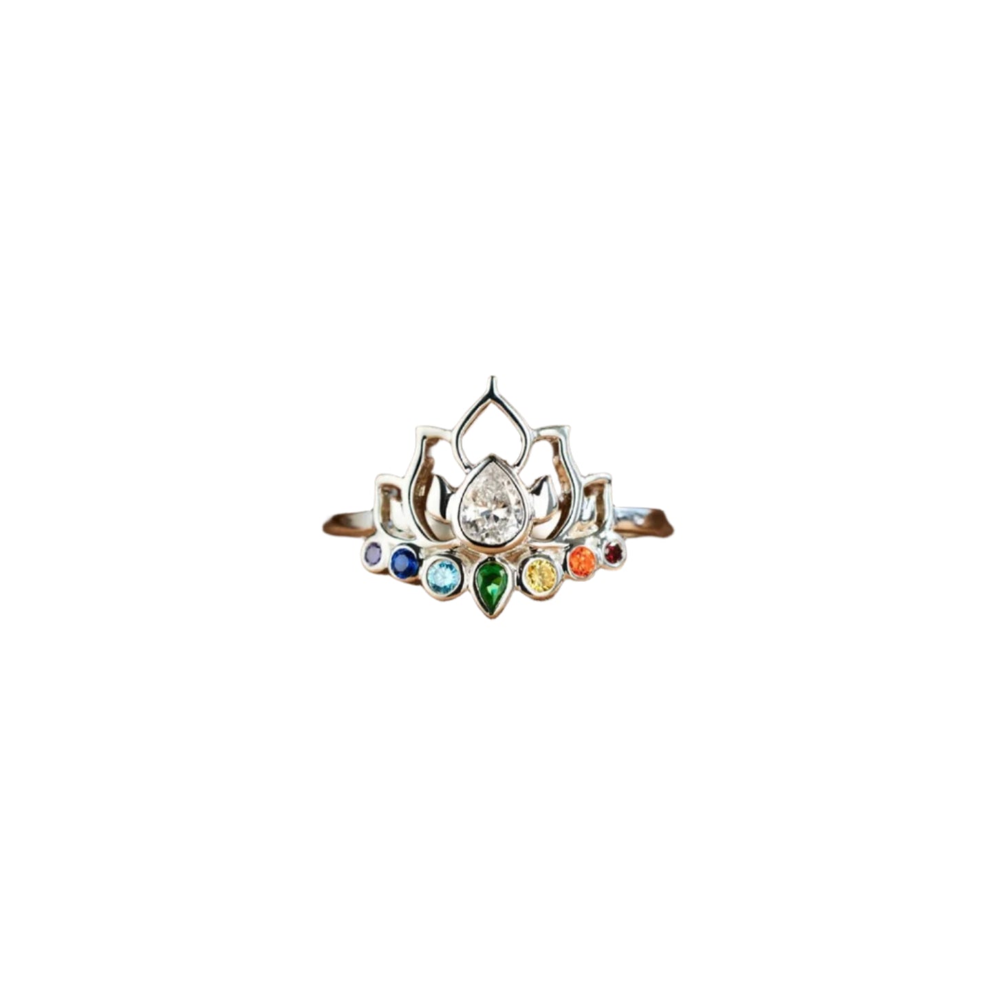 925 Sterling Silver Inlaid Zircon Lotus Shape Ring