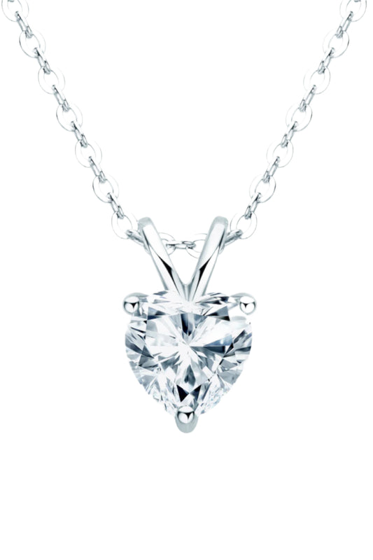 1 Carat Moissanite Heart-Shaped Pendant Necklace