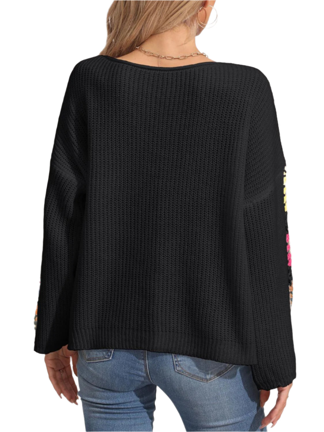 Crochet Flower Long Sleeve Sweater