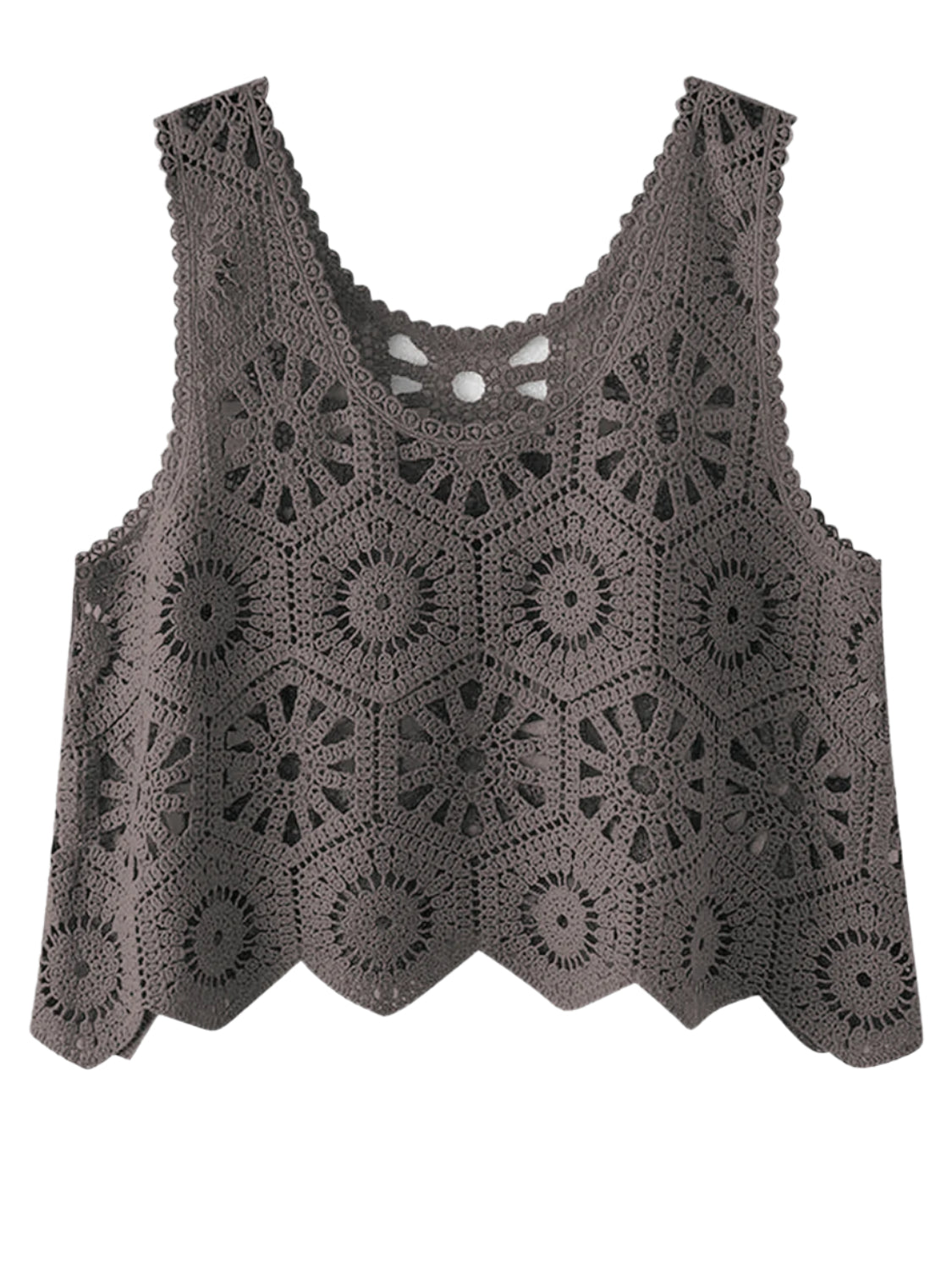 Openwork Round Neck Knit Vest