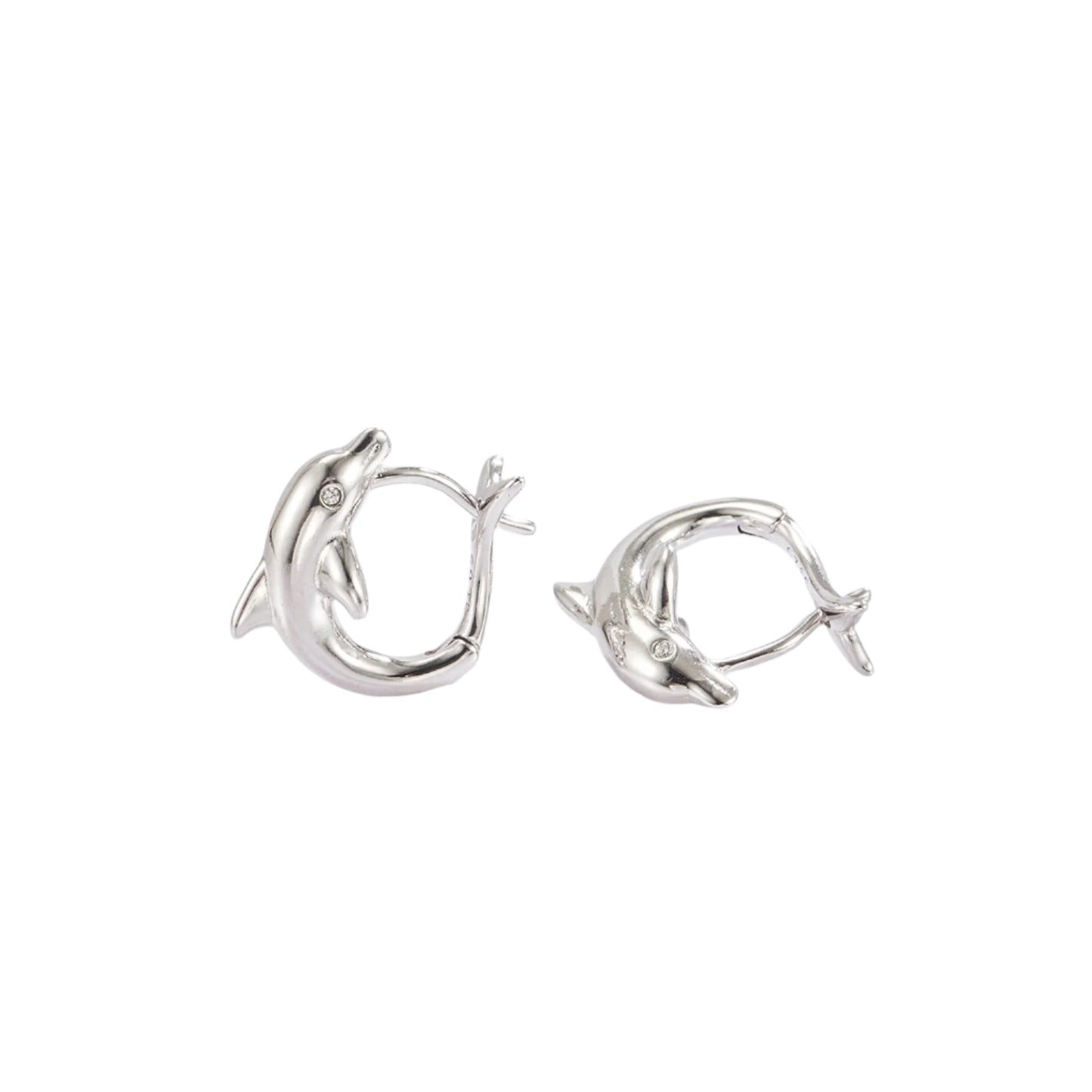 925 Sterling Silver Zircon Dolphin Earrings