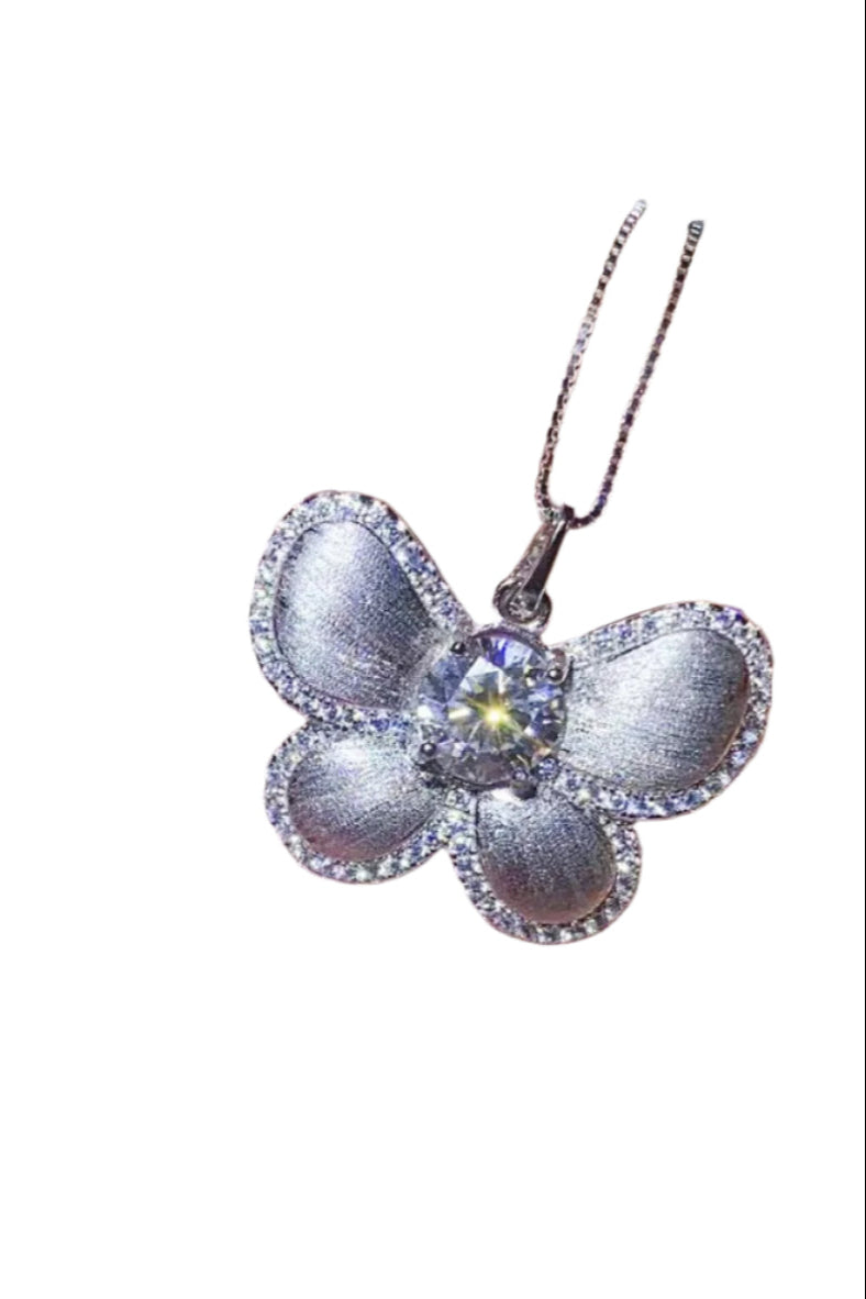 1 Carat Moissanite Butterfly Pendant Necklace