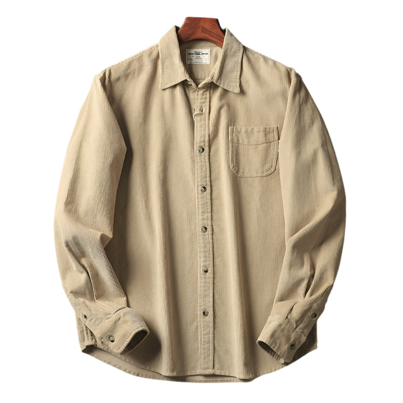 Men's Washed Corduroy Long Sleeve Shirt