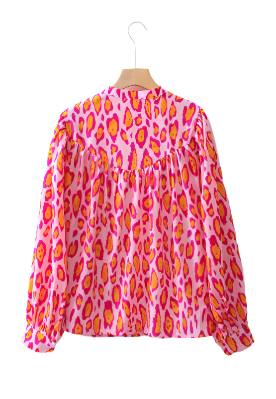 Leopard Print Button Down Long Sleeve Shirt