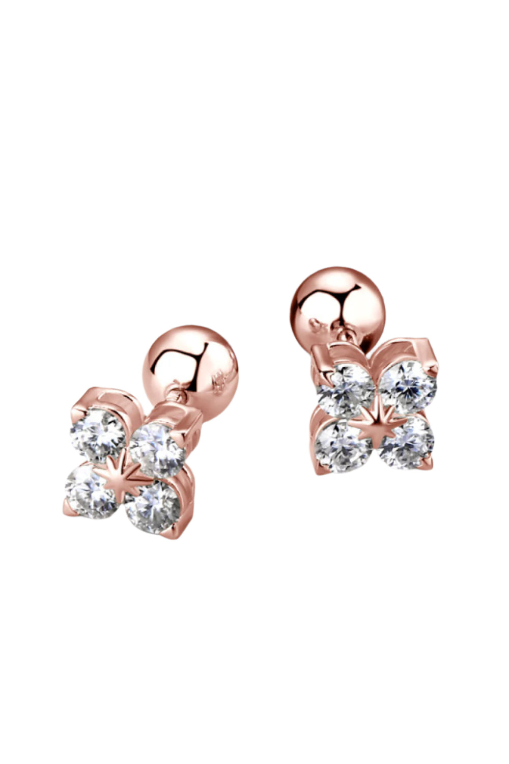 Moissanite 925 Sterling Silver Four-Leaf Clover Shape Earrings