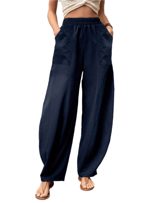 Elastic Waist Pants with Pockets