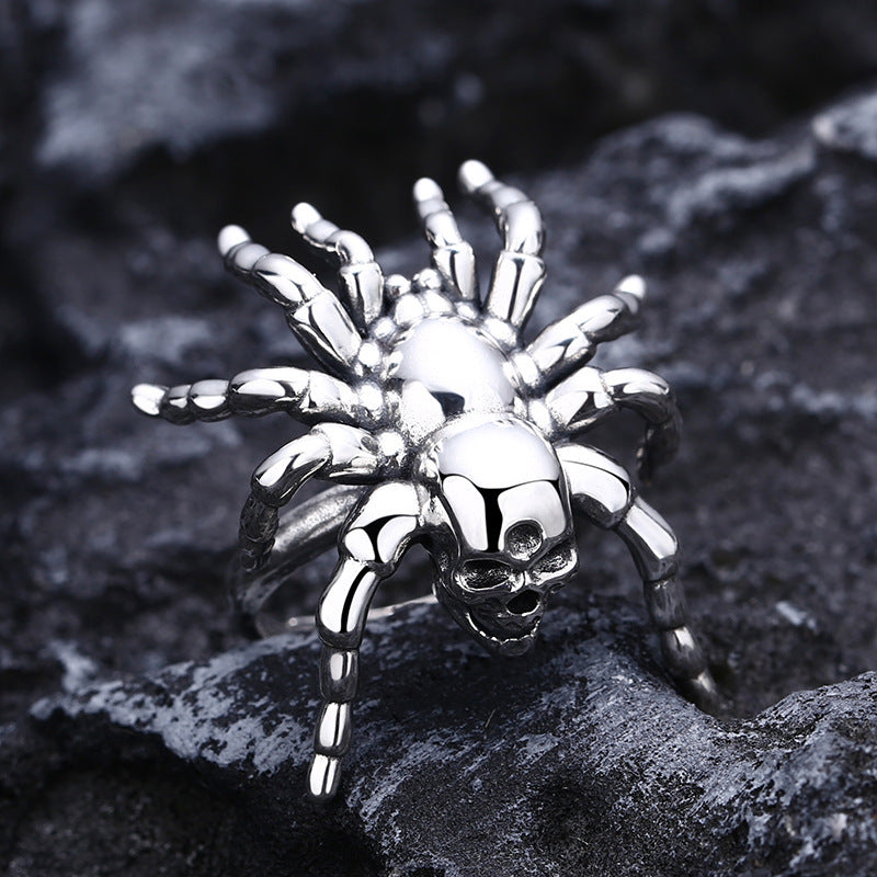 925 Sterling Silver Skull Spider Ring