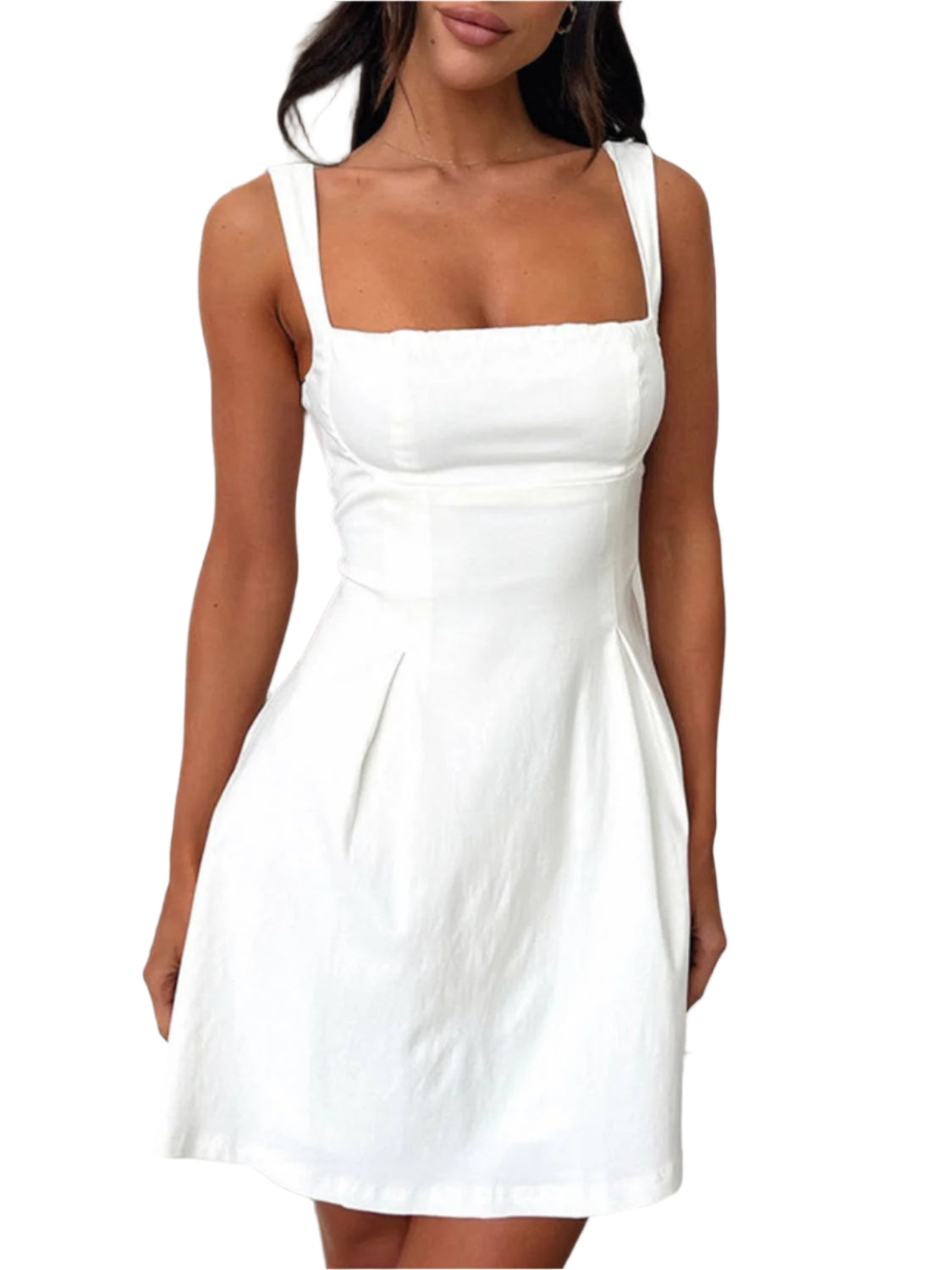 Devine Bow Back Square Neck Mini Dress