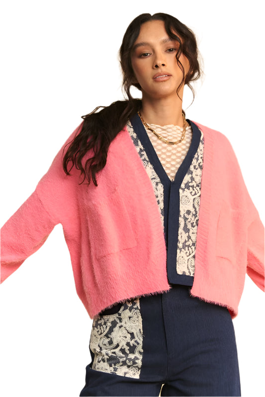 Davi & Dani Open Front Drop Shoulder Cardigan