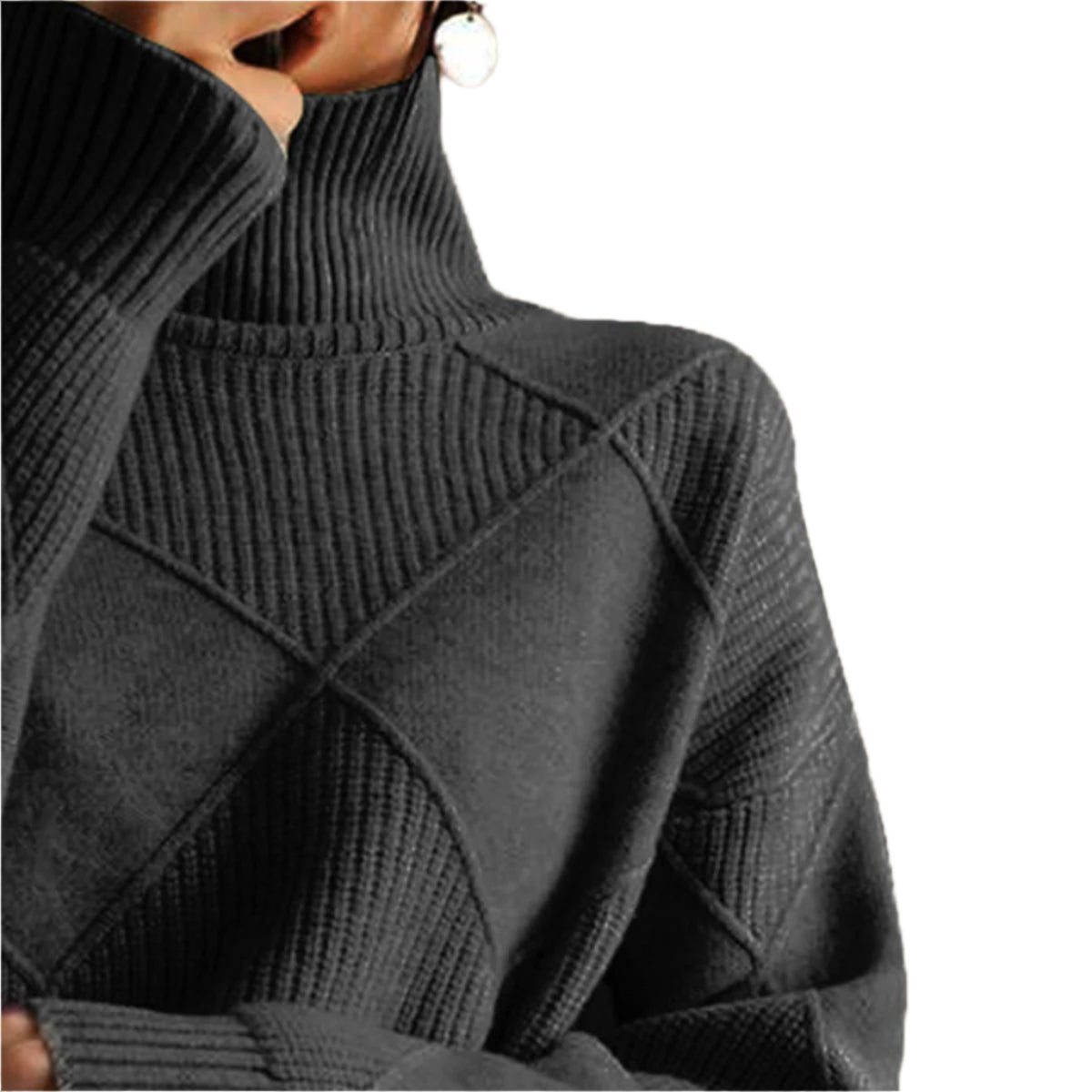 Geometric Turtleneck Long Sleeve Sweater