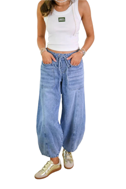 Drawstring Jeans with Pockets