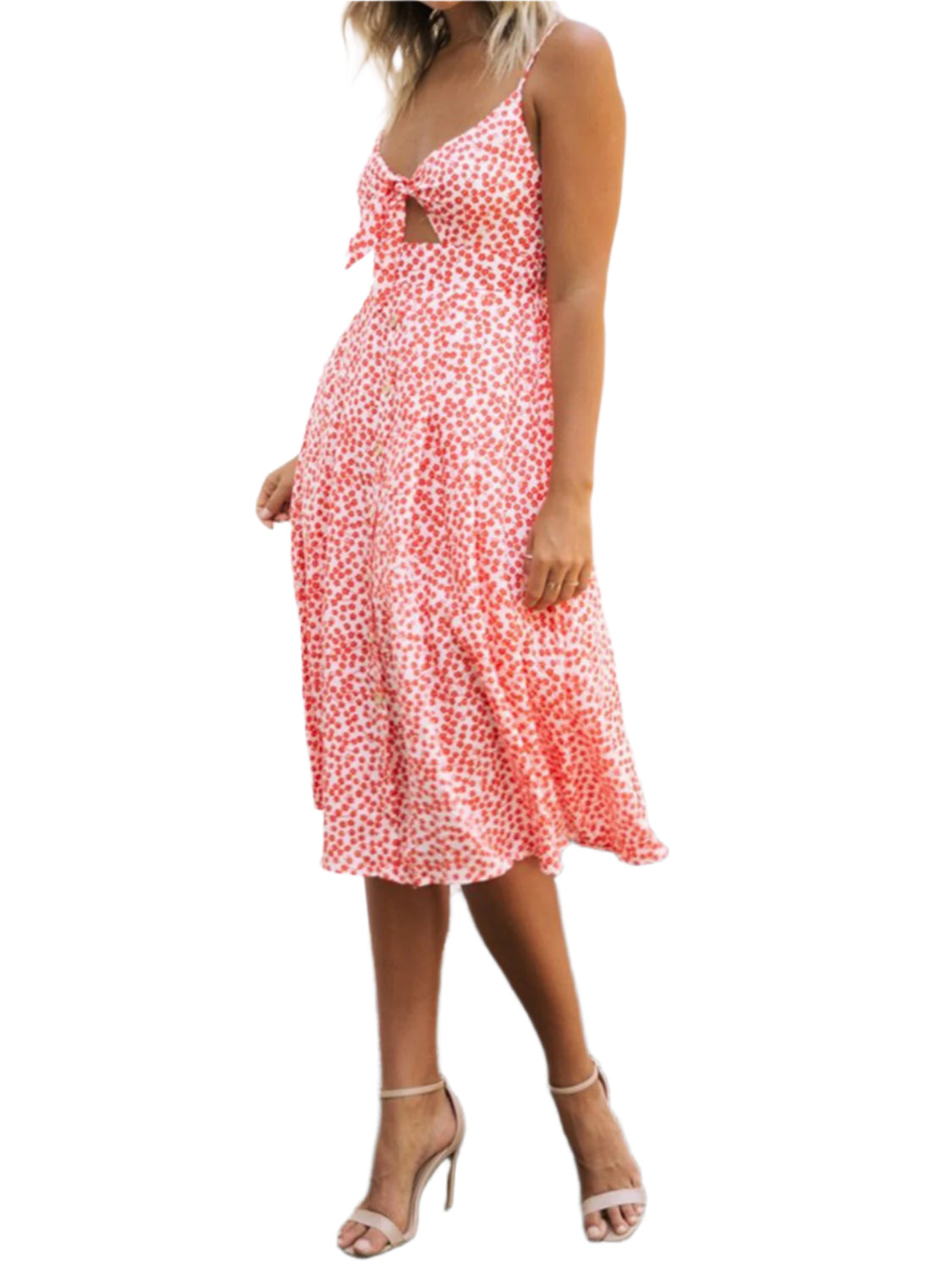 Cutout Smocked Sweetheart Neck Cami Dress