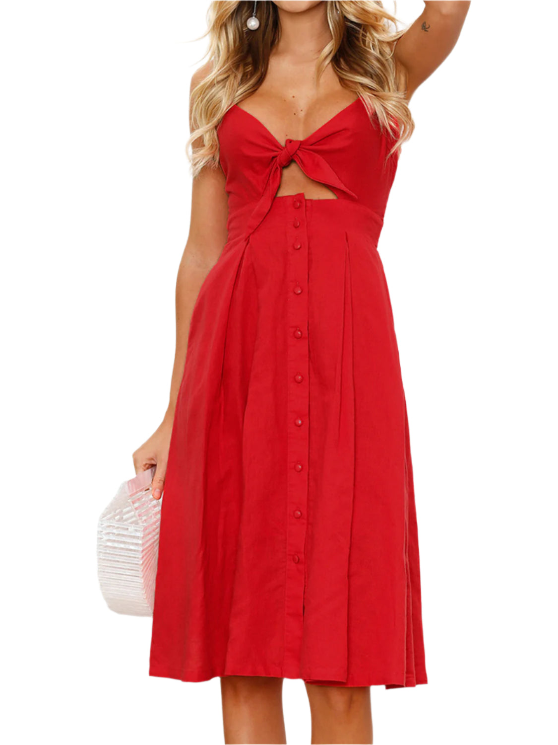 Cutout Smocked Sweetheart Neck Cami Dress