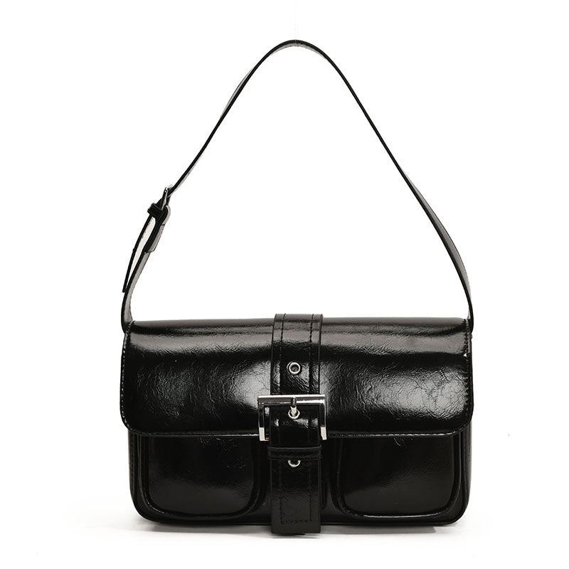 PU Leather Simple Buckle Handbag