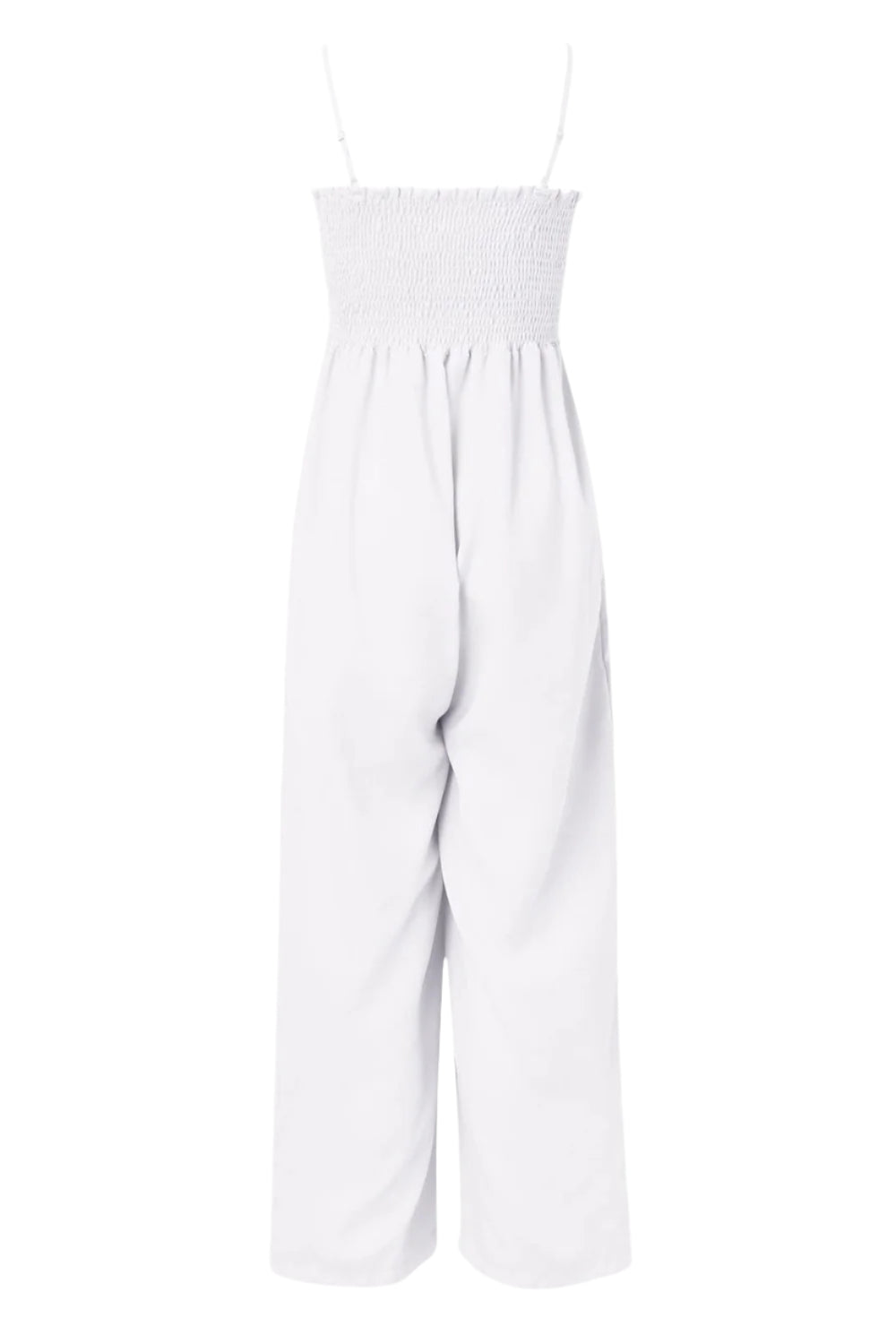 Smocked Spaghetti Strap Wide Leg Jumpsuit