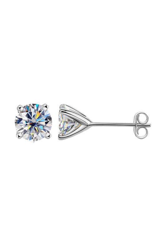 925 Sterling Silver 1 Carat Moissanite 4-Prong Stud Earrings