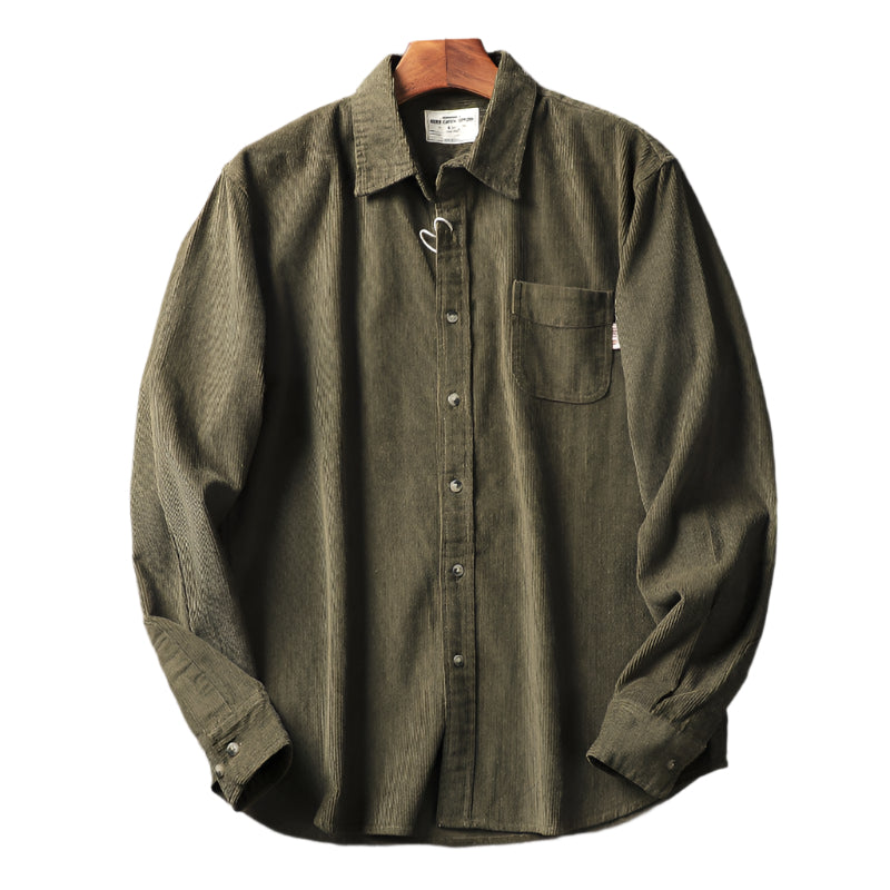 Men's Washed Corduroy Long Sleeve Shirt