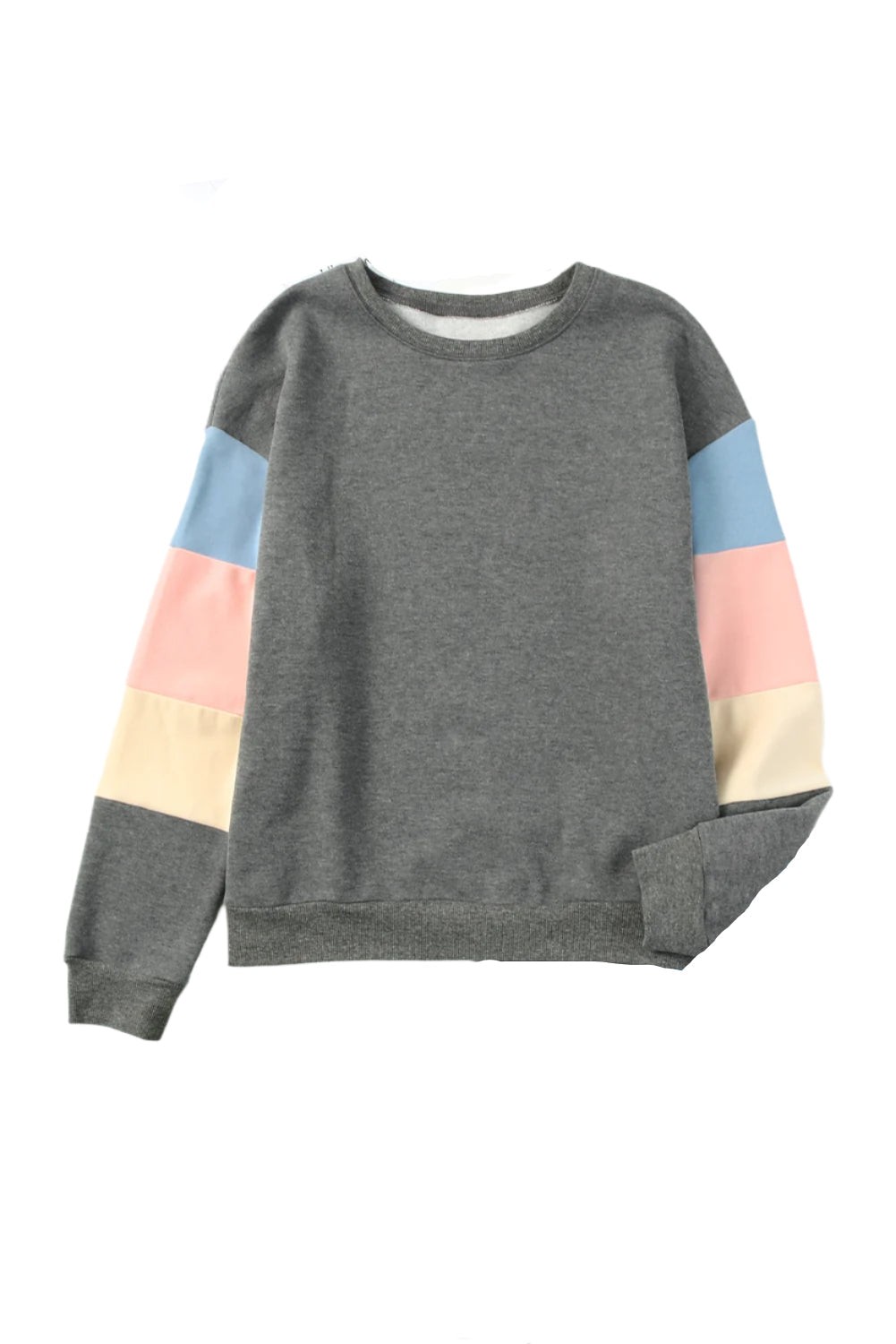Color Block Round Neck Long Sleeve Sweatshirt