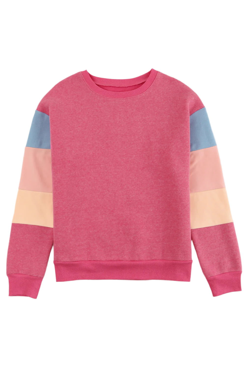 Color Block Round Neck Long Sleeve Sweatshirt