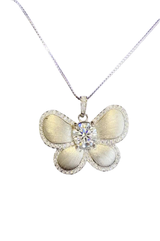 1 Carat Moissanite Butterfly Pendant Necklace